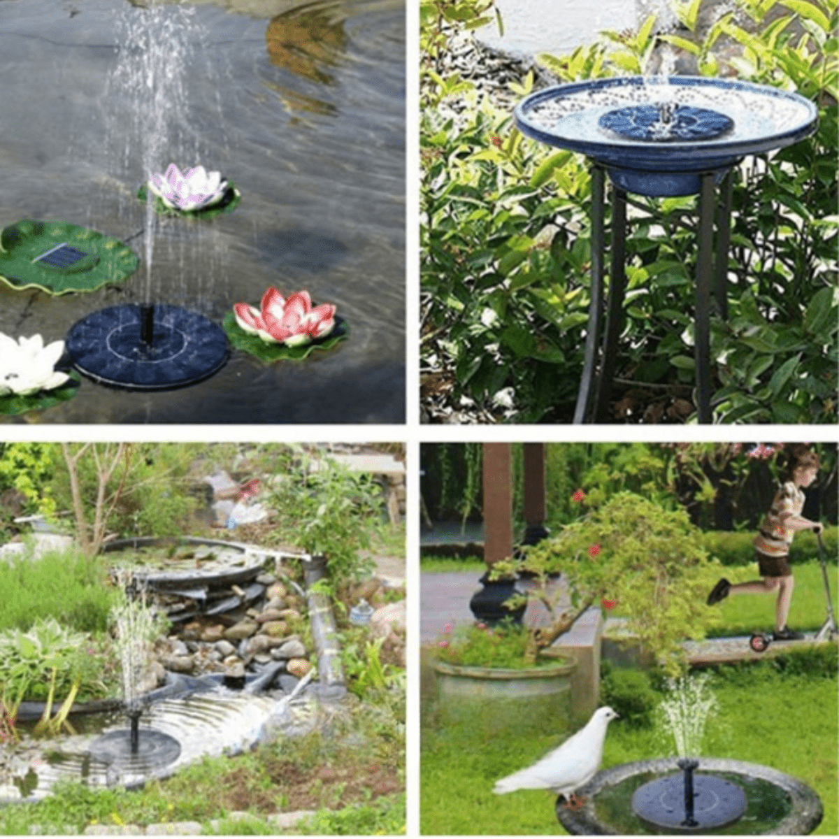 Solar Bird Fountain for Garden - Weatherproof Plastic, 70 cm, Natural Colours, view 4