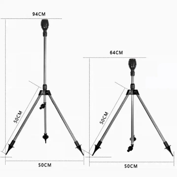 360° Tripod Lawn Sprinkler - Adjustable Height, Mist Mode, Stainless Steel, view 4