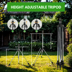Adjustable 360° Garden Sprinkler on Tripod - Stainless Steel, 8-12 m Spray Range, view 3