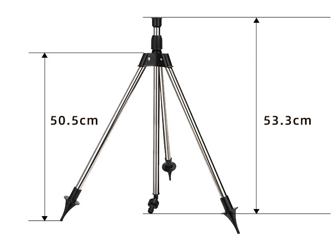 Adjustable 360° Garden Sprinkler on Tripod - Stainless Steel, 8-12 m Spray Range, view 5