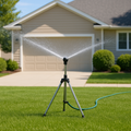 Adjustable 360° Garden Sprinkler on Tripod - Stainless Steel, 8-12 m Spray Range
