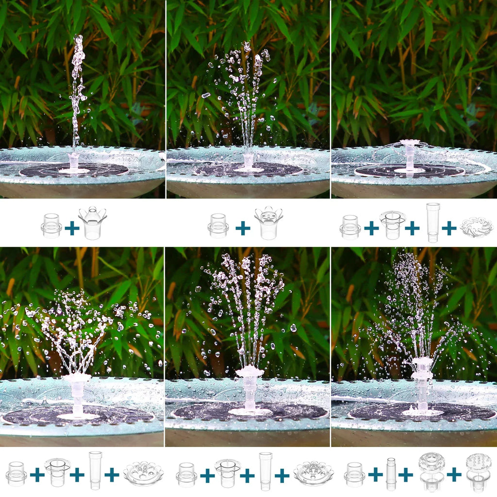 Solar Fountain Pump for Pond and Garden - 6.5W, LED, 5000mAh Battery, 16 Nozzles, view 5