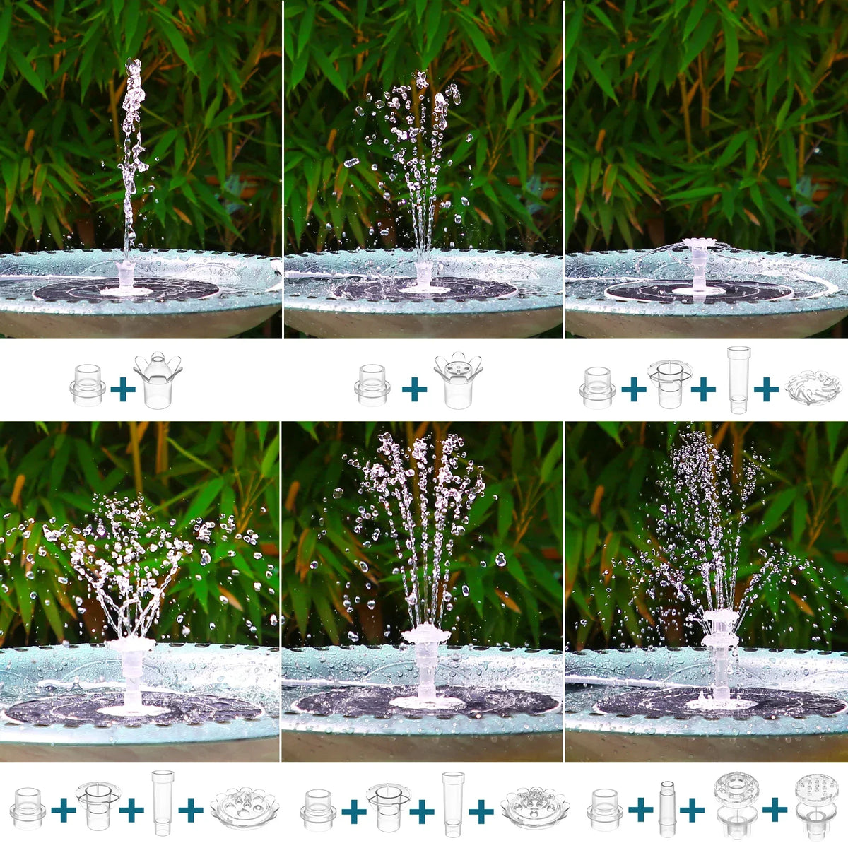 Solar Fountain Pump for Pond and Garden - 6.5W, LED, 5000mAh Battery, 16 Nozzles, view 5
