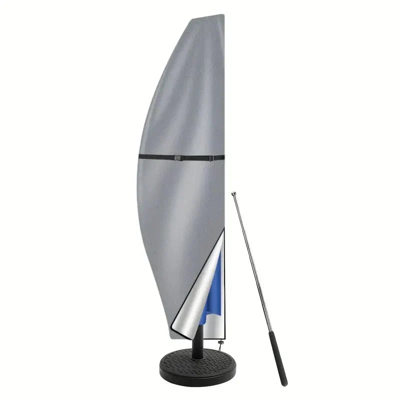 Parasol Cover Waterproof Anti-UV Outdoor - Oxford Fabric, Zipper, Grey or Green, view 3