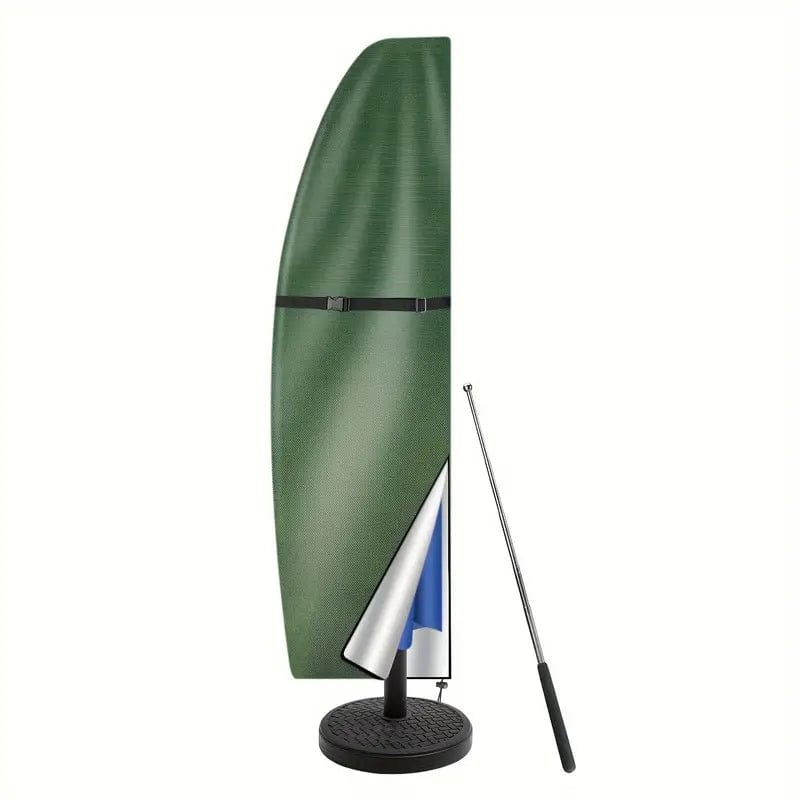 Parasol Cover Waterproof Anti-UV Outdoor - Oxford Fabric, Zipper, Grey or Green, view 4