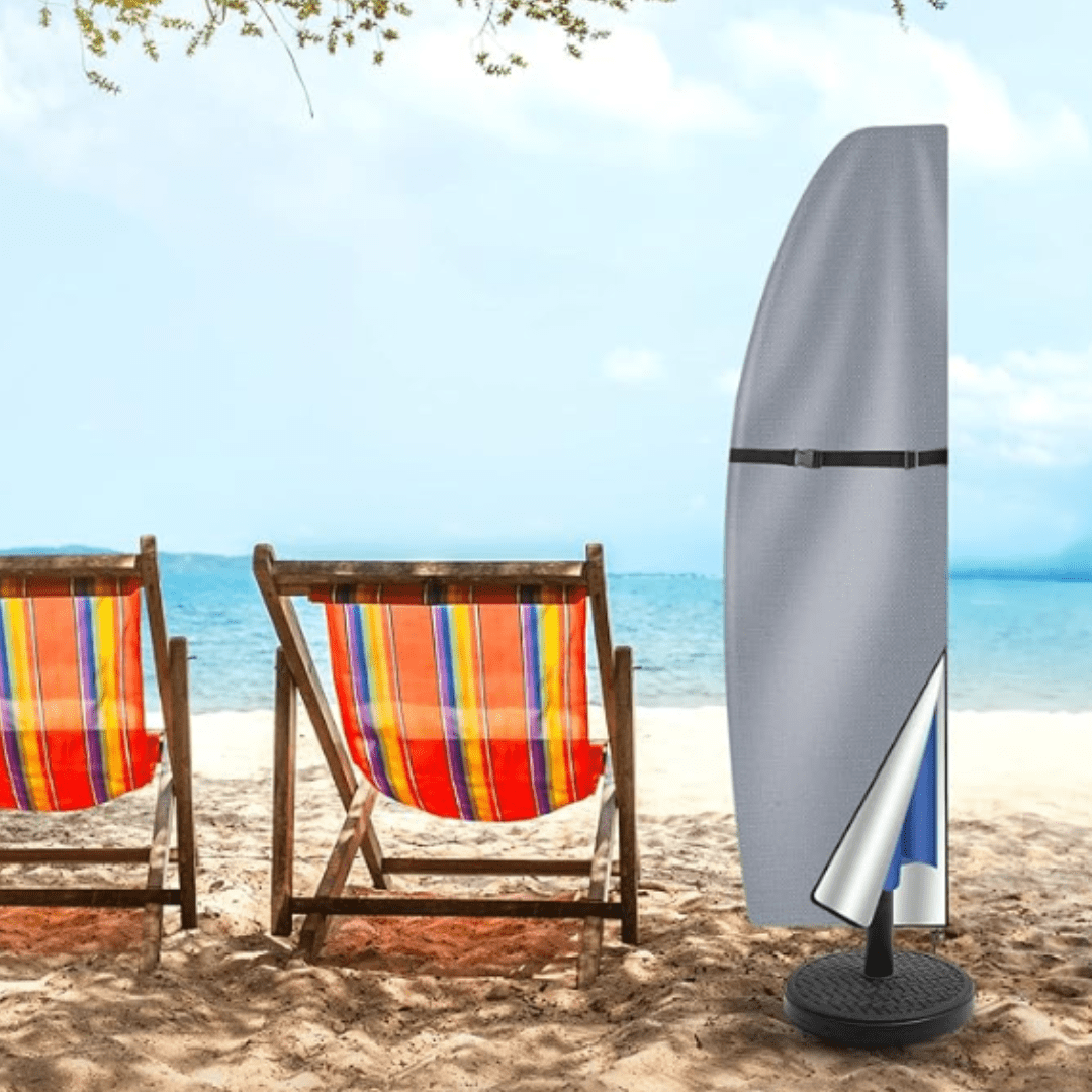 Parasol Cover Waterproof Anti-UV Outdoor - Oxford Fabric, Zipper, Grey or Green