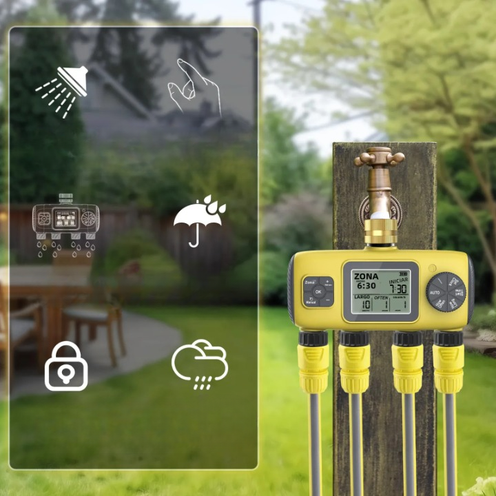 4-Zone Digital Garden Water System - LCD Screen, IPX7 Waterproof Valve, view 5