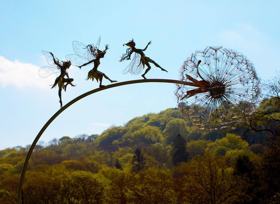 Garden Decoration with Dancing Spirits - Metal, 80 cm Rod, 15 cm Flower Head, view 8