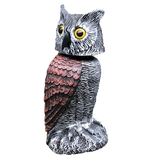 Realistic Outdoor Owl Decoy 2-Pack - Rotating Wind-Activated Head, 27 cm, view 4