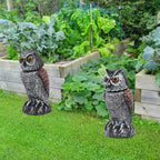 Realistic Outdoor Owl Decoy 2-Pack - Rotating Wind-Activated Head, 27 cm, view 5