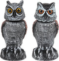 Realistic Outdoor Owl Decoy 2-Pack - Rotating Wind-Activated Head, 27 cm