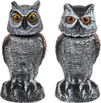 Realistic Outdoor Owl Decoy 2-Pack - Rotating Wind-Activated Head, 27 cm