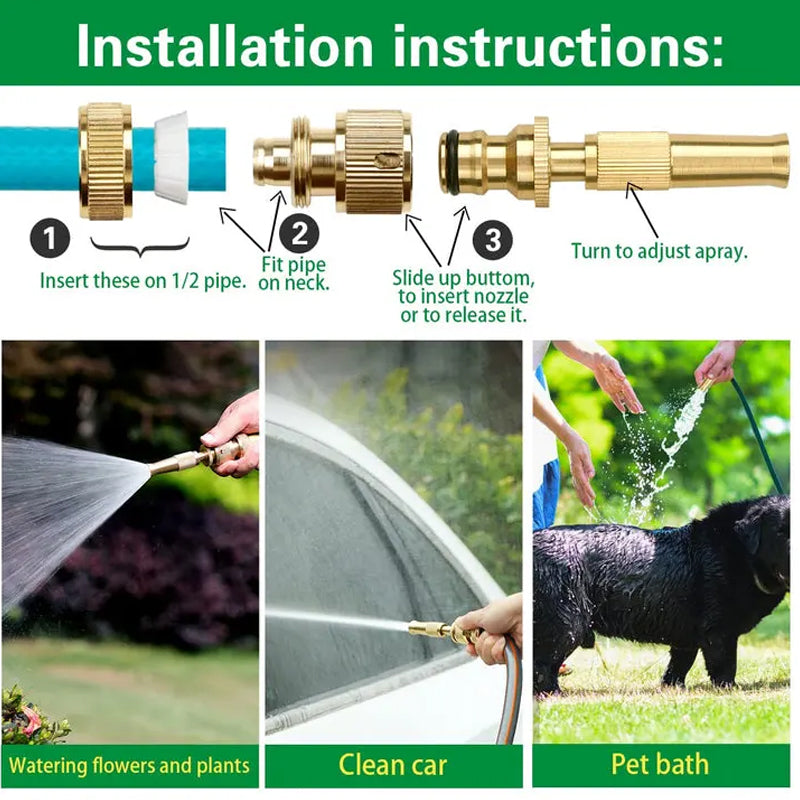 Heavy-duty Brass Garden Nozzle - Card Connection, for Spraying, view 4