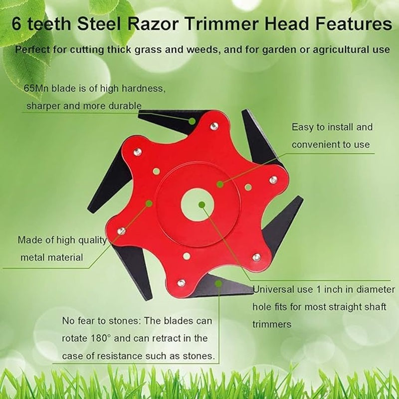 Heavy-Duty Trimmer Head with 6 Manganese Steel Blades - 11cm Diameter, view 5