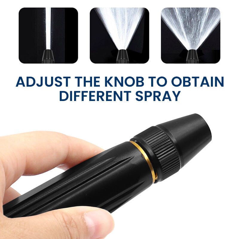 Heavy Adjustable Rotary Hose Nozzle for Outdoor Cleaning - Metal, Black, view 4