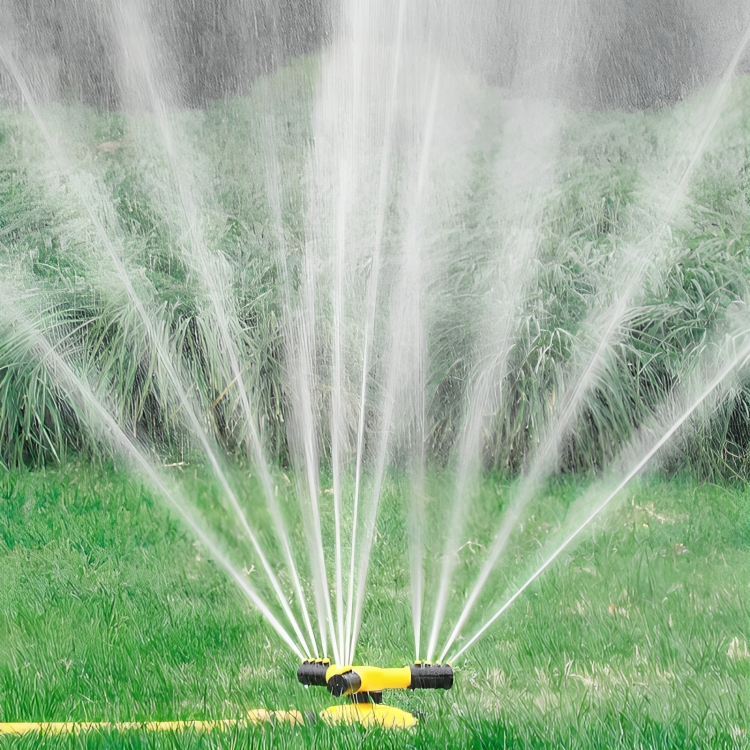 Rotating Lawn Sprinkler for Garden - 360° Adjustable Nozzles, Yellow