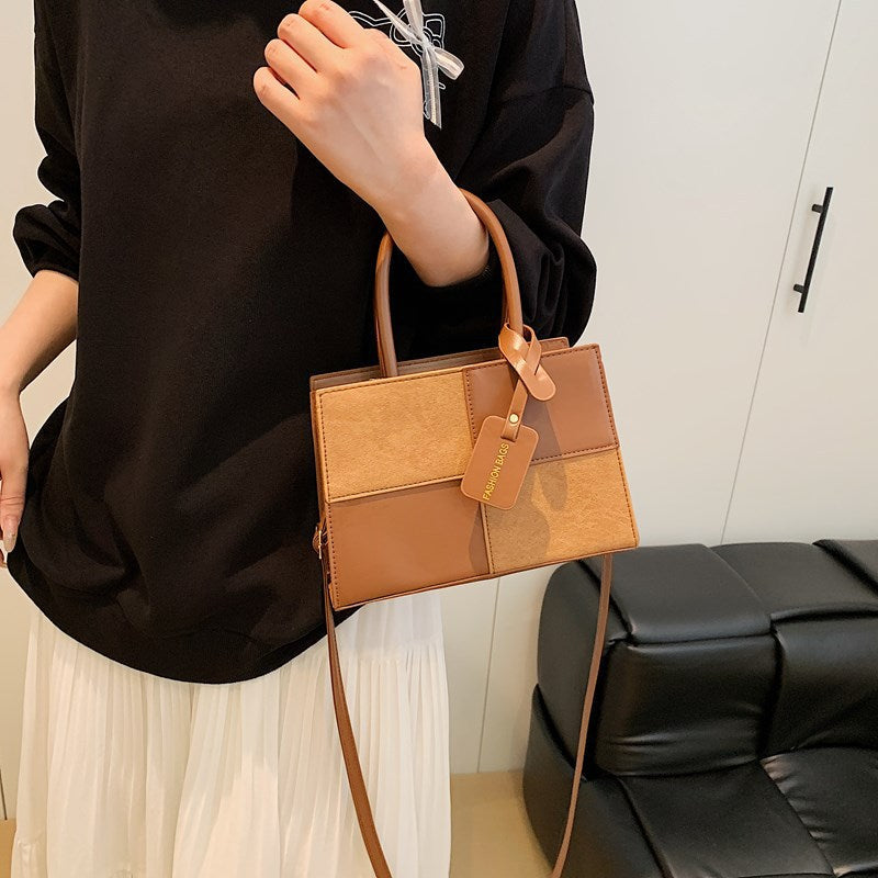 Geometric Structured Handbag with Adjustable Shoulder Strap