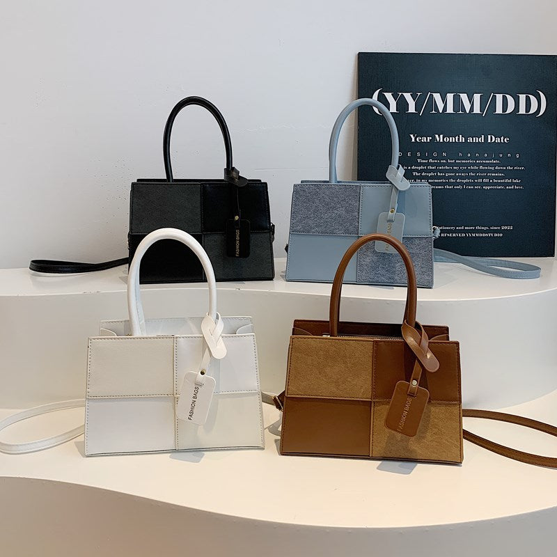 Geometric Structured Handbag with Adjustable Shoulder Strap