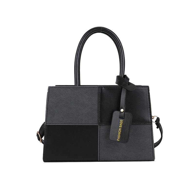 Geometric Structured Handbag with Adjustable Shoulder Strap