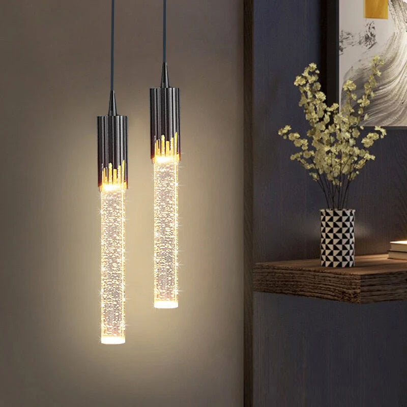 Glass Pendant Lamp Cylindrical Shape - 3000K Warm White, Adjustable 150cm Cable, view 7