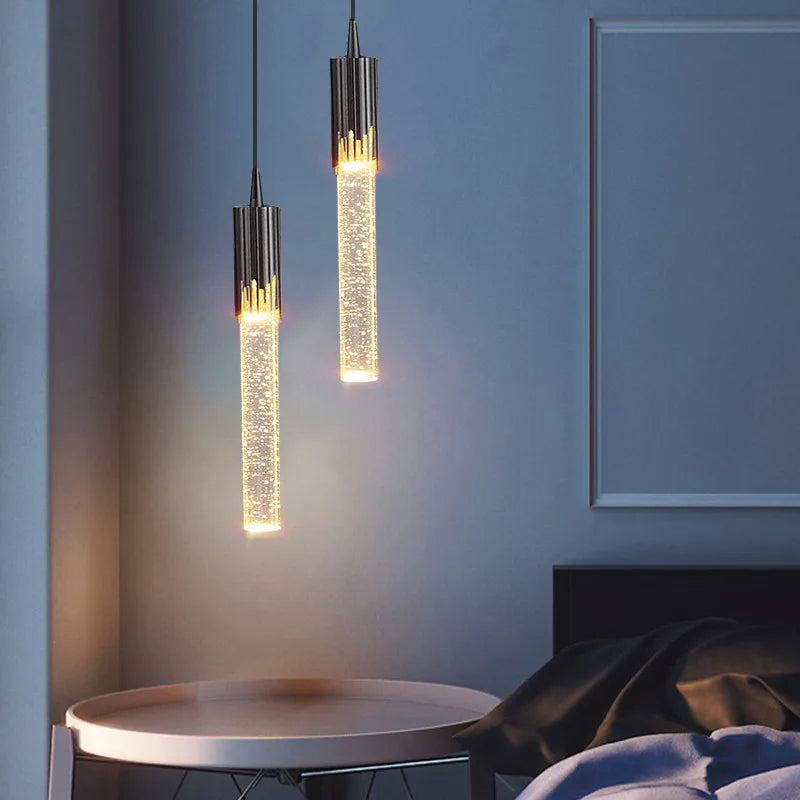 Glass Pendant Lamp Cylindrical Shape - 3000K Warm White, Adjustable 150cm Cable, view 3