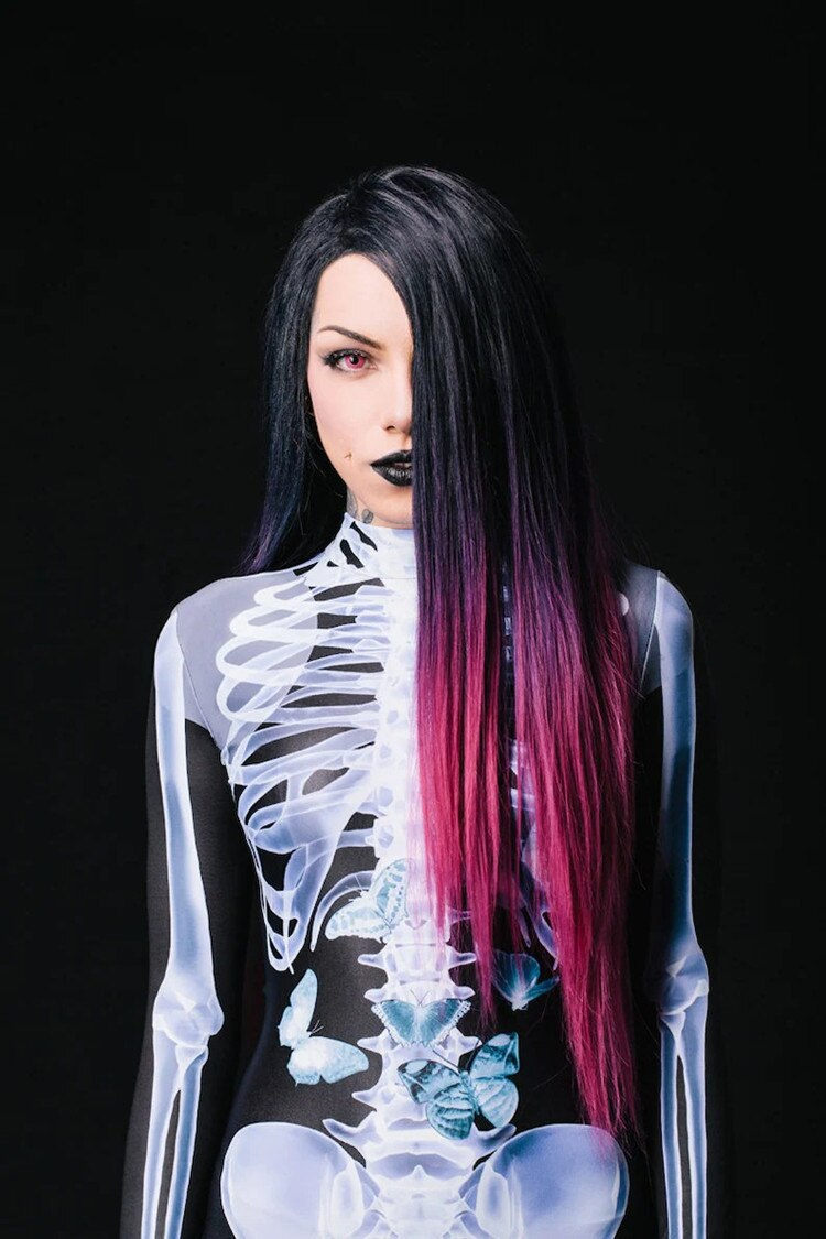 Glow-in-the-Dark Skeleton Costume, Polyester and Elastane