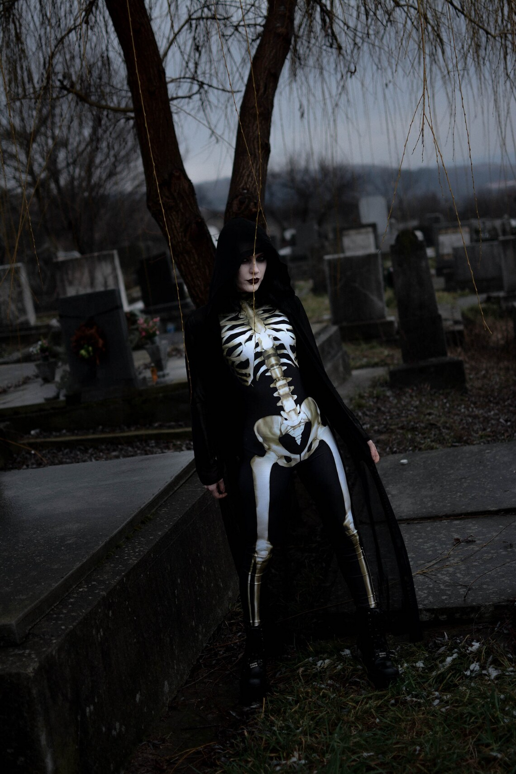 Glow-in-the-Dark Skeleton Costume, Polyester and Elastane
