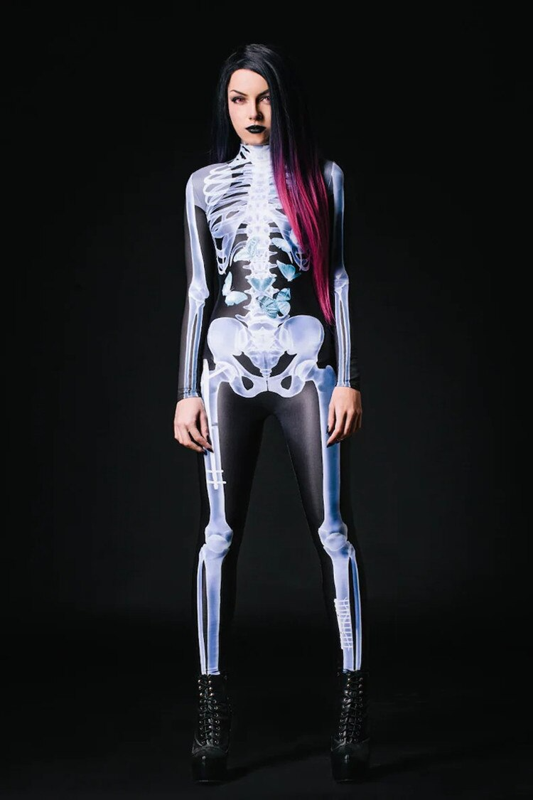 Glow-in-the-Dark Skeleton Costume, Polyester and Elastane