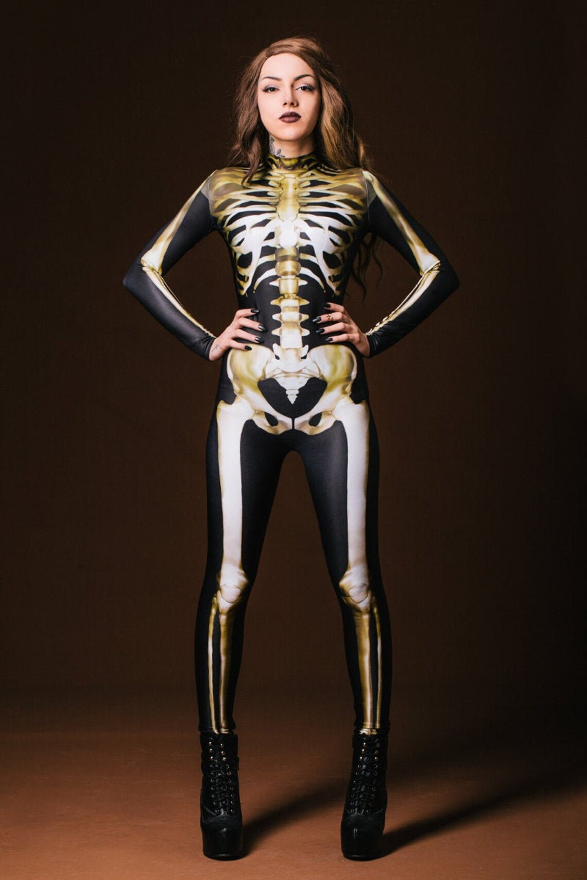Glow-in-the-Dark Skeleton Costume, Polyester and Elastane