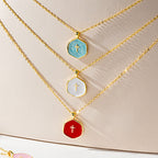 Gold-Finish Octagonal Cross Pendant Necklace with Adjustable Chain