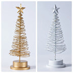 Gold LED Spiral Christmas Tree Table Ornament with Star