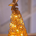 Gold LED Spiral Christmas Tree Table Ornament with Star