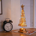 Gold LED Spiral Christmas Tree Table Ornament with Star