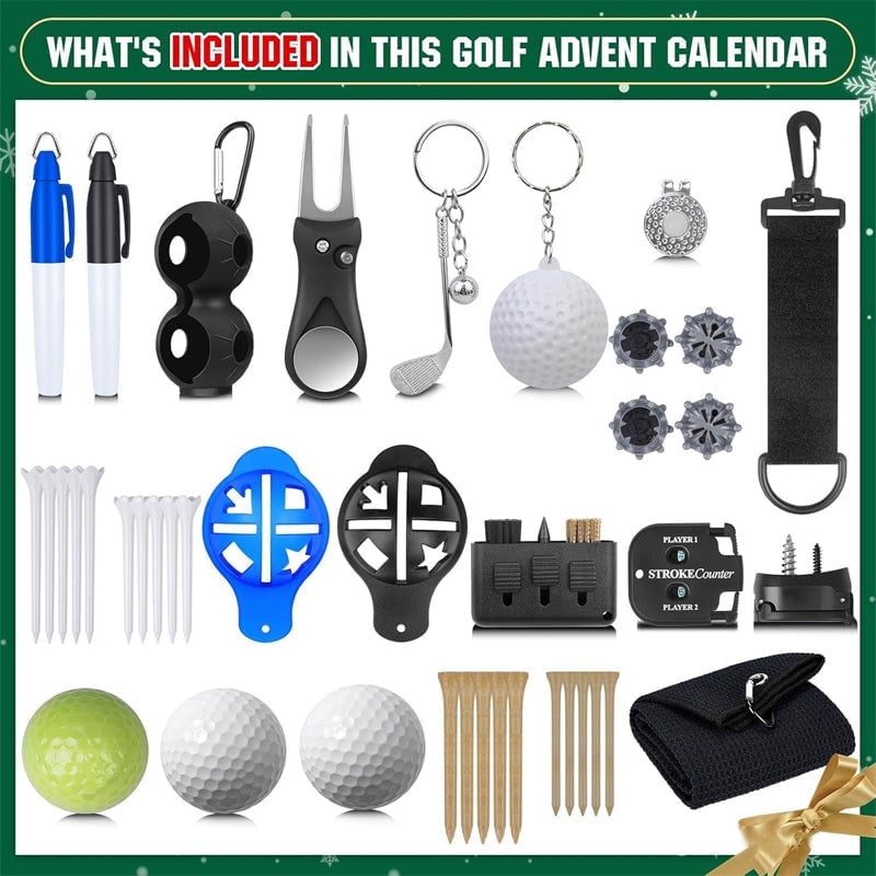 Golf Advent Calendar with 24 Daily Surprises and Accessories