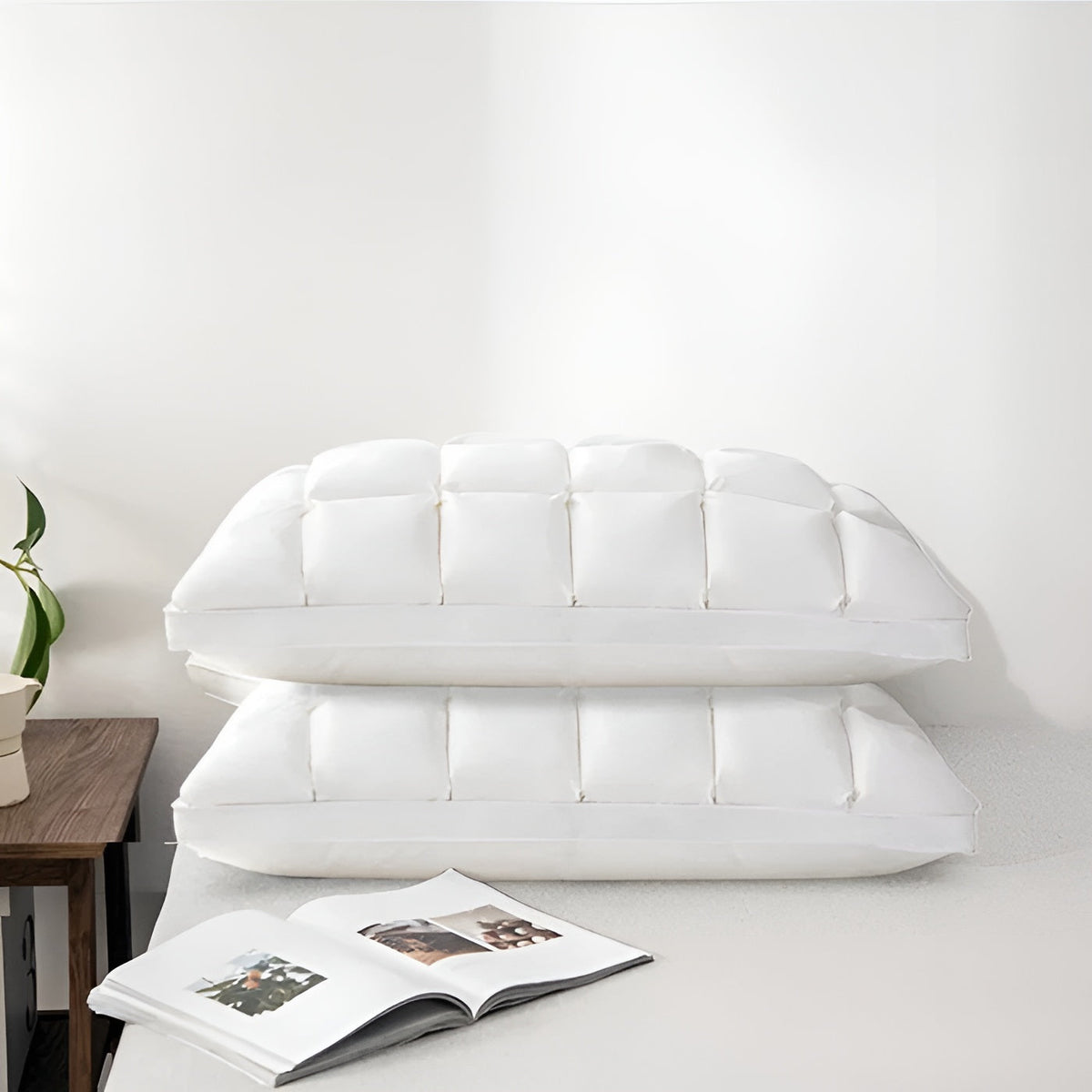 Goose Down Pillow with 100% Cotton Cover and Neck Support