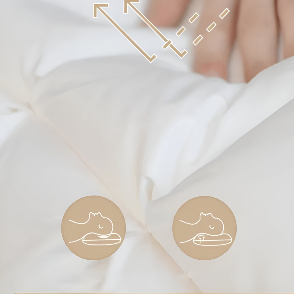 Goose Down Pillow with 100% Cotton Cover and Neck Support
