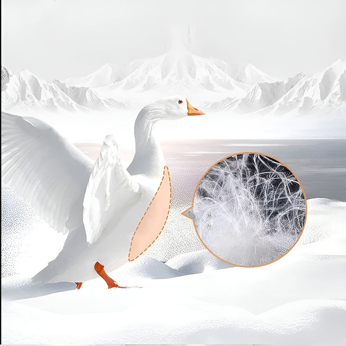 Goose Down Pillow with 100% Cotton Cover and Neck Support
