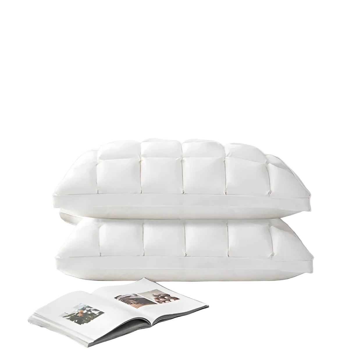Goose Down Pillow with 100% Cotton Cover and Neck Support