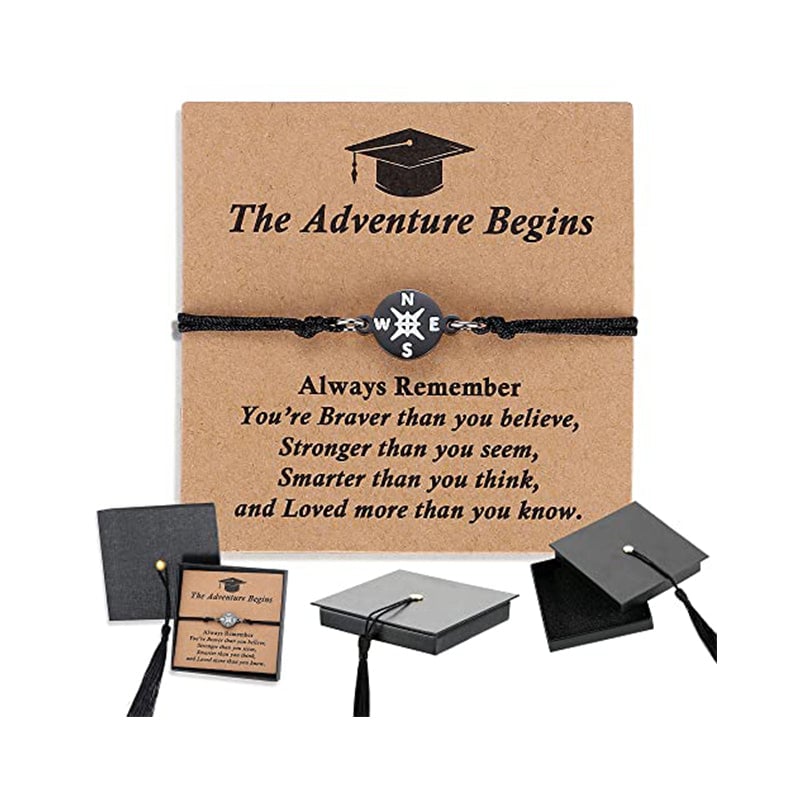 Graduation Commemorative Compass Bracelet with Stainless Steel Charm