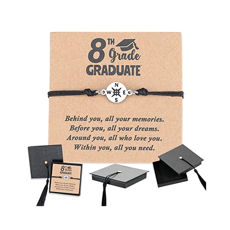 Graduation Commemorative Compass Bracelet with Stainless Steel Charm