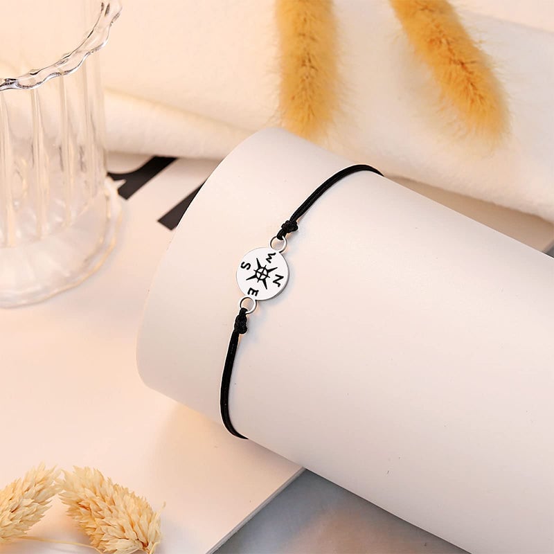 Graduation Commemorative Compass Bracelet with Stainless Steel Charm