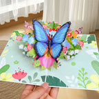 3D Pop-Up Greeting Card with Butterflies and Daisies - Eco-Friendly Cardstock, view 4