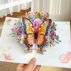 3D Pop-Up Greeting Card with Butterflies and Daisies - Eco-Friendly Cardstock, view 5