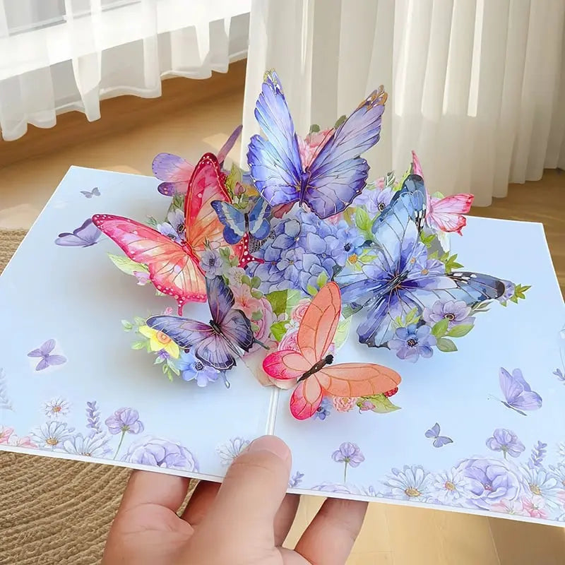 3D Pop-Up Greeting Card with Butterflies and Daisies - Eco-Friendly Cardstock, view 7