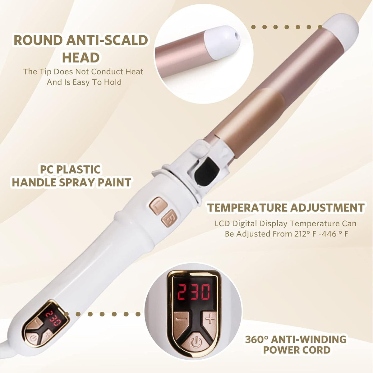 Dual Barrel Curling Iron for Home Use - Ceramic Tourmaline, 80-230°C, view 4