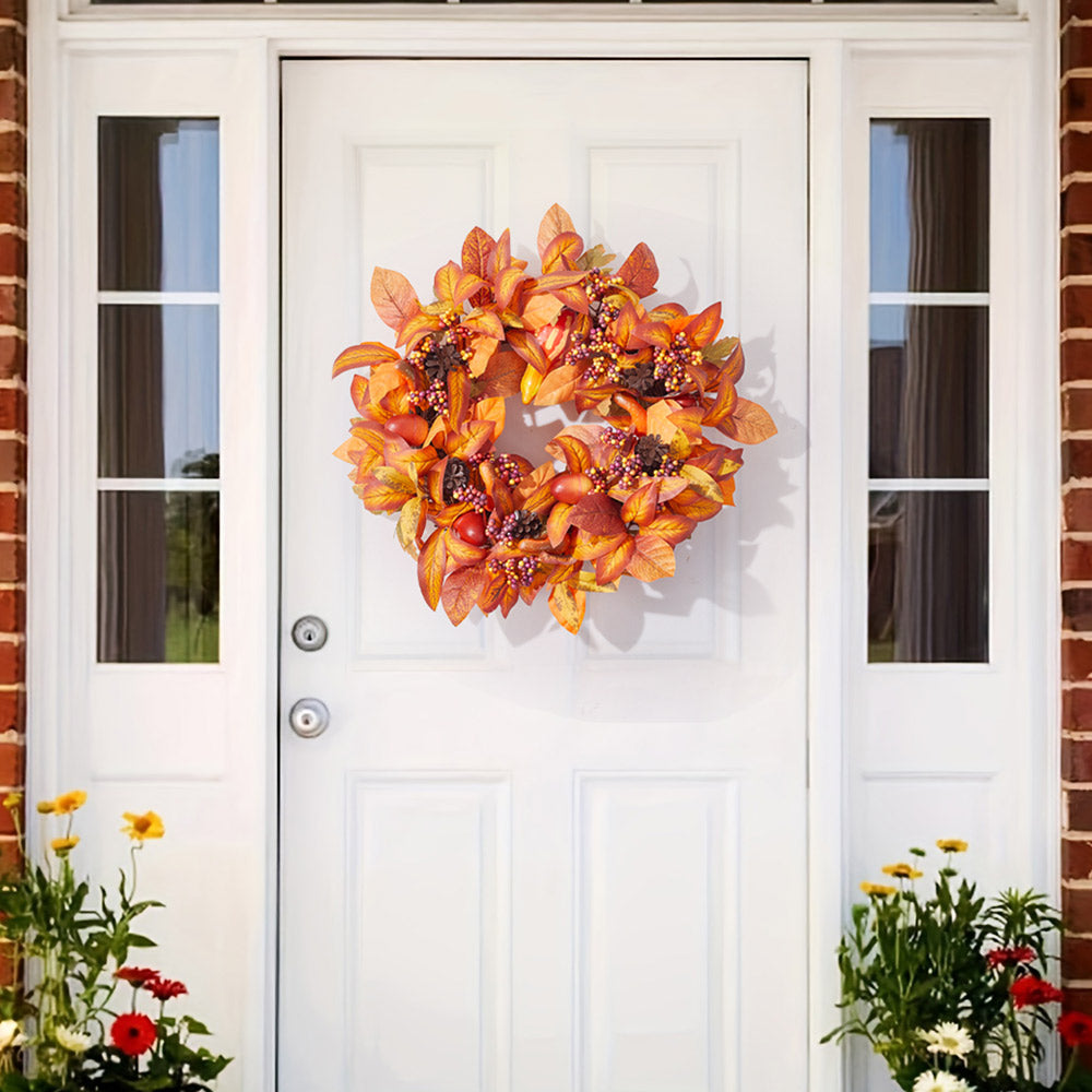 Halloween Autumn Wreath Leaves Front Door Pumpkin Decoration