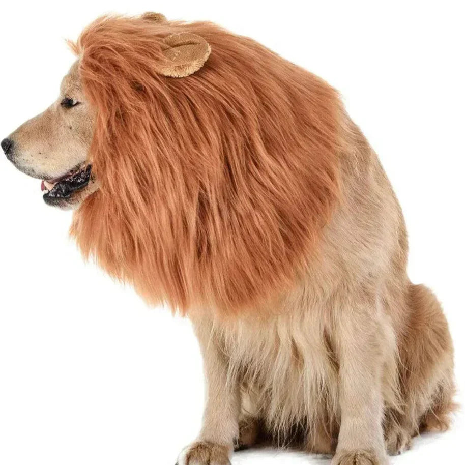 Halloween Dog Lion Mane Costume Wig, Plush, Adjustable 60–80 cm