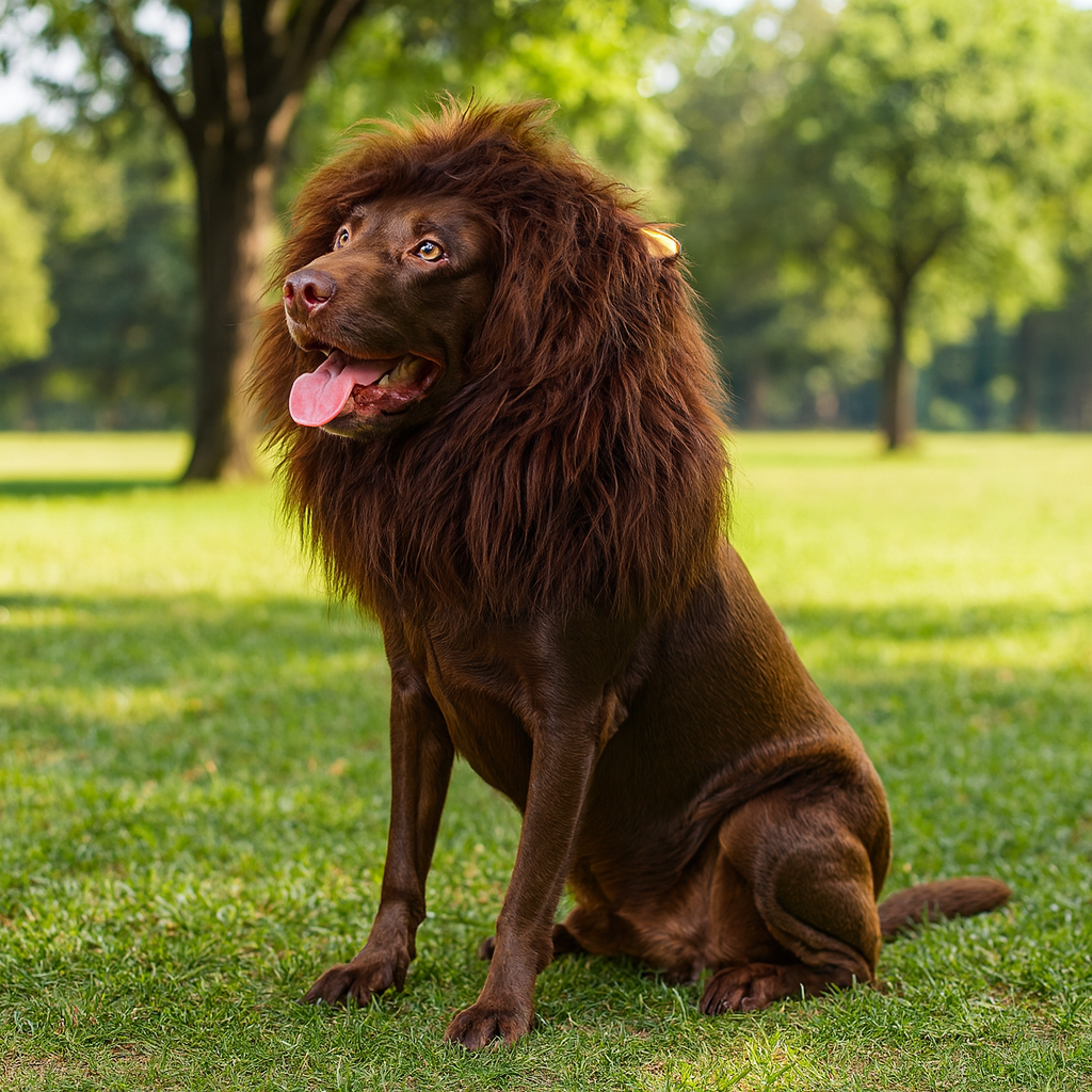 Halloween Dog Lion Mane Costume Wig, Plush, Adjustable 60–80 cm