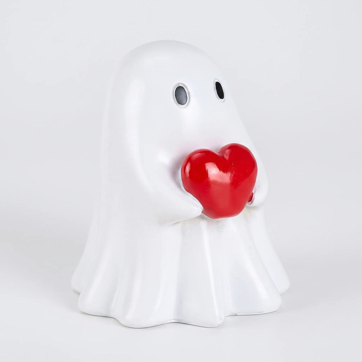 Halloween Ghost Figurine with Red Heart Resin Decoration