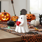 Halloween Ghost Figurine with Red Heart Resin Decoration